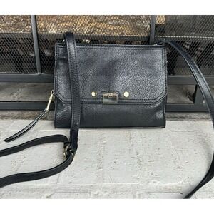 Sole Society  Black Pebbled Leather With Gold Tone Adjustable Strap‎ Crossbody